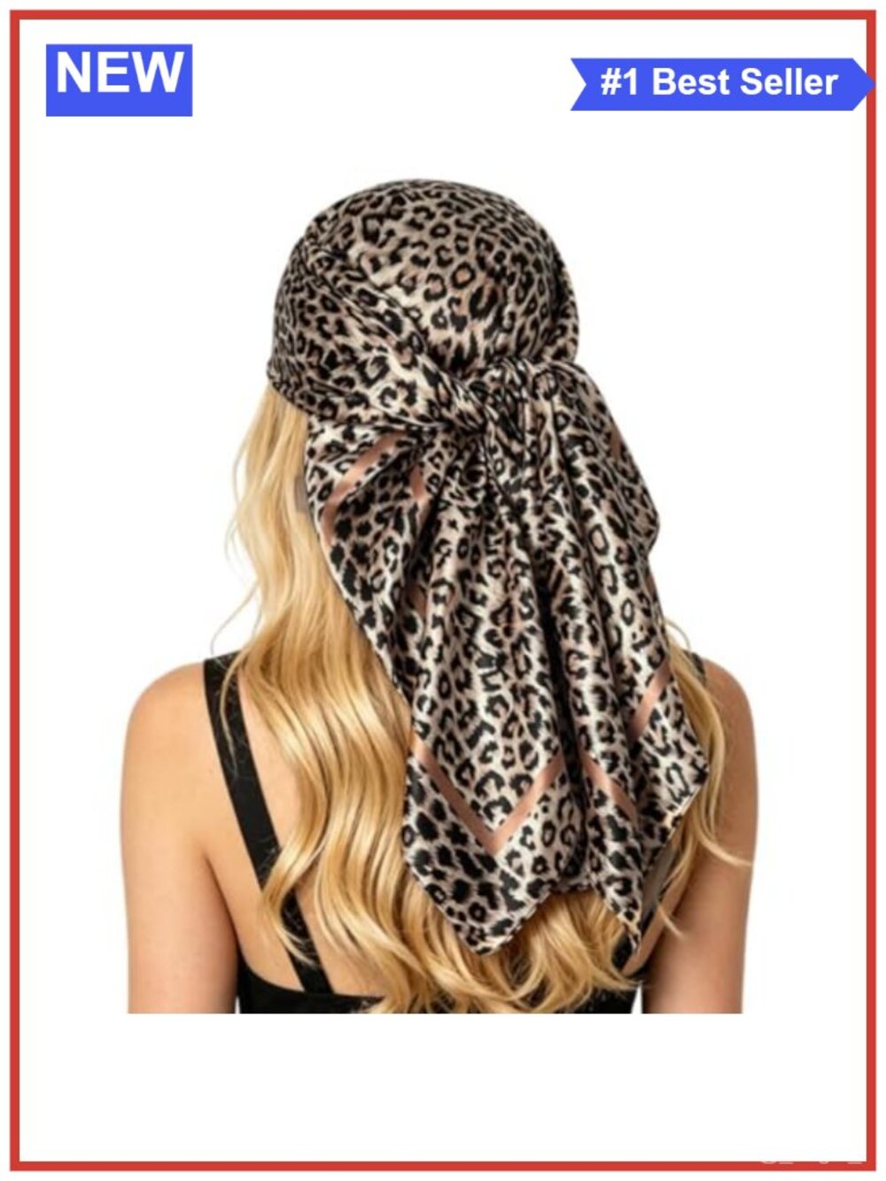Large Satin Head Scarf Leopard Print Hair Neck Scarf Bandana Wrap